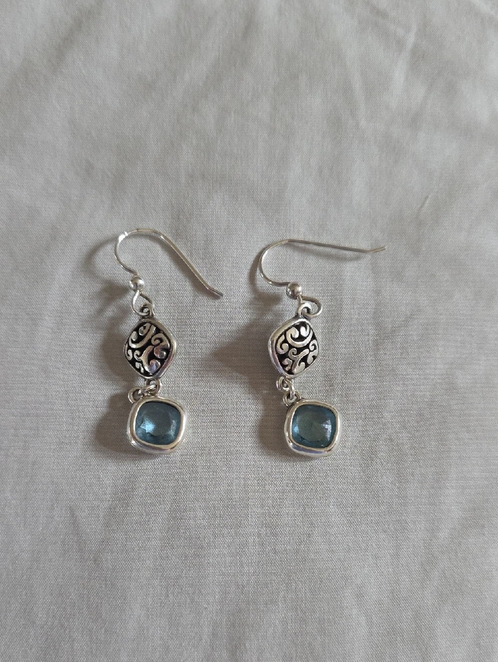 Brighton Elora Silver Drop Earrings with Blue Stones